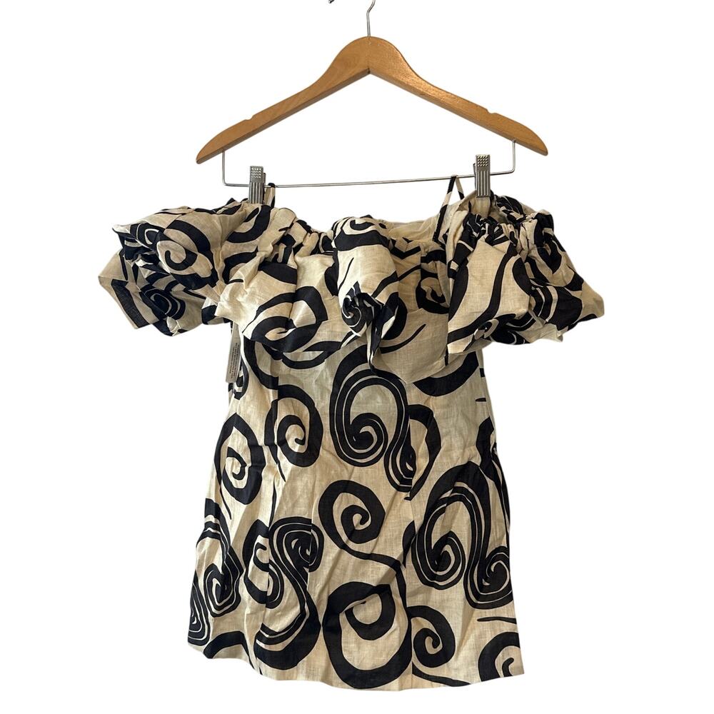 Anthropologie The Wolf Gang Mirador Linen Off-Shoulder Mini Dress XS NWT - Picture 3 of 9
